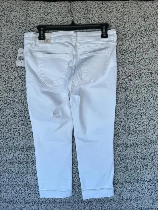 Kut From the Kloth Women’s White Amy Crop Straight Leg Jeans Size 6P NWT - Picture 5 of 5